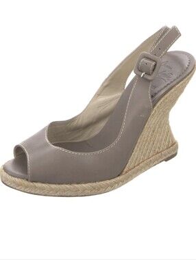 Authentic Christian Louboutin You Love Leather Espadrille Summer Wedge Sandal 37